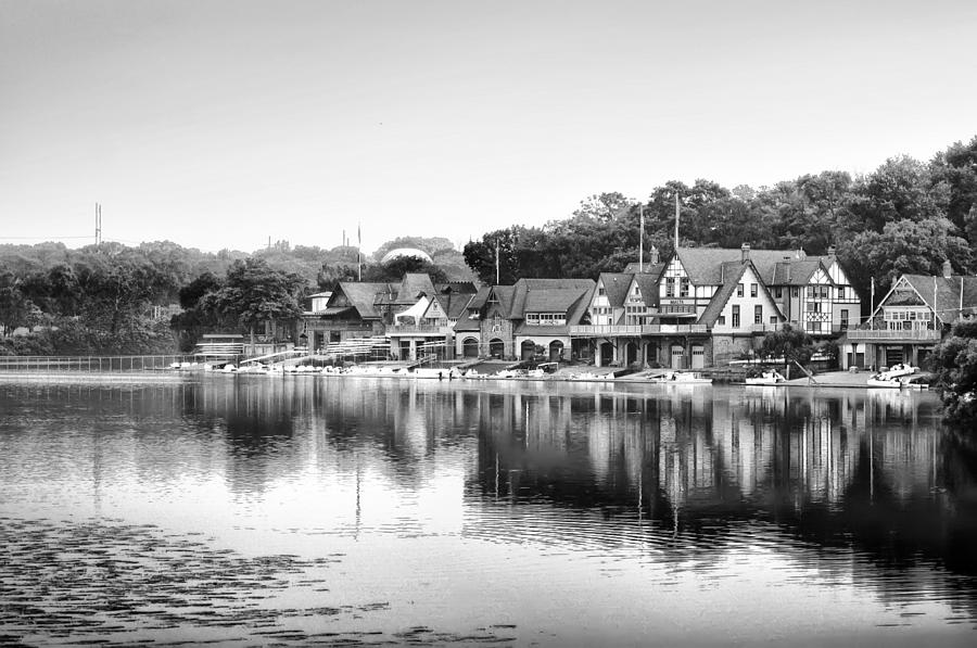 Black And White Photograph - Boathouse Row in Black and White by Bill Cannon