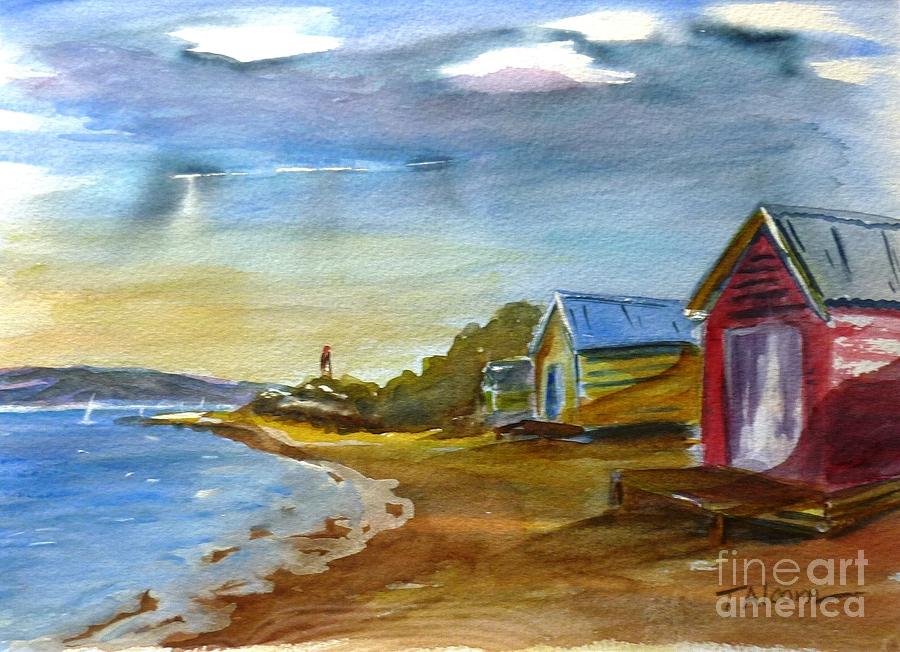 Boathsheds II Painting by Therese Alcorn