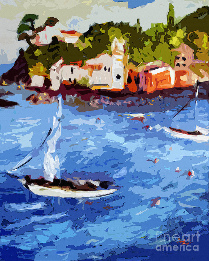 Boating in Sestri Levante Italy Painting by Ginette Callaway