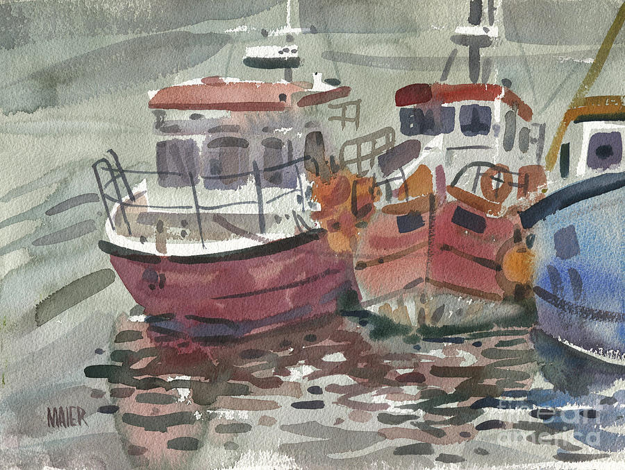 Boats at Kilmore Quay Painting by Donald Maier