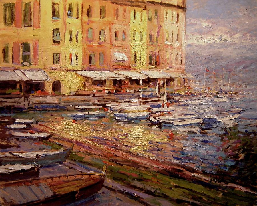 Boat Painting - Boats at Portofino by R W Goetting