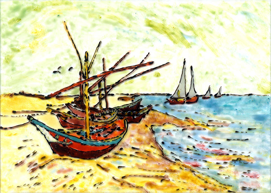 Boats at Sainte-Maries Painting by Phil Strang