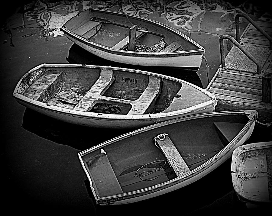 Boats - Black and White Photograph by Suzanne DeGeorge