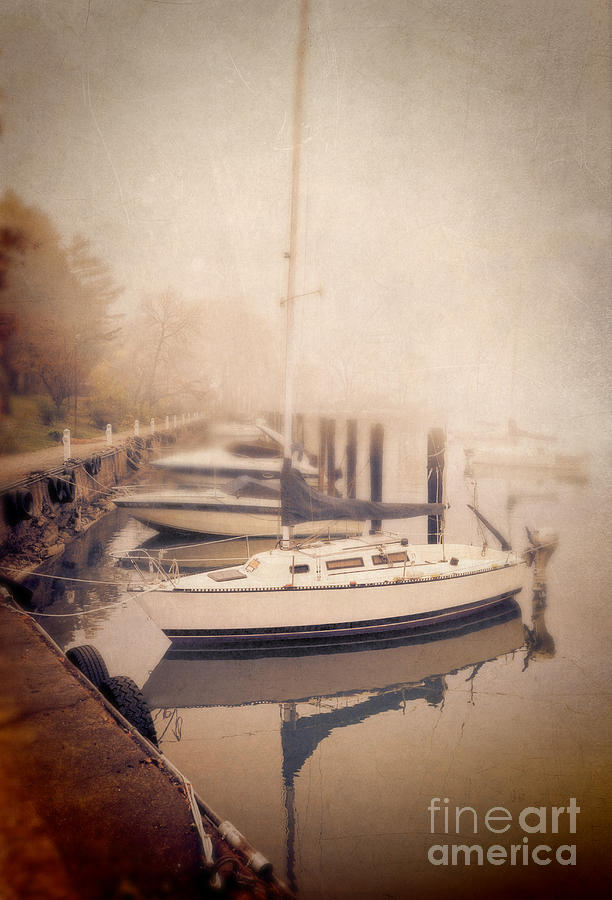 Boats in Foggy Harbor Photograph by Jill Battaglia