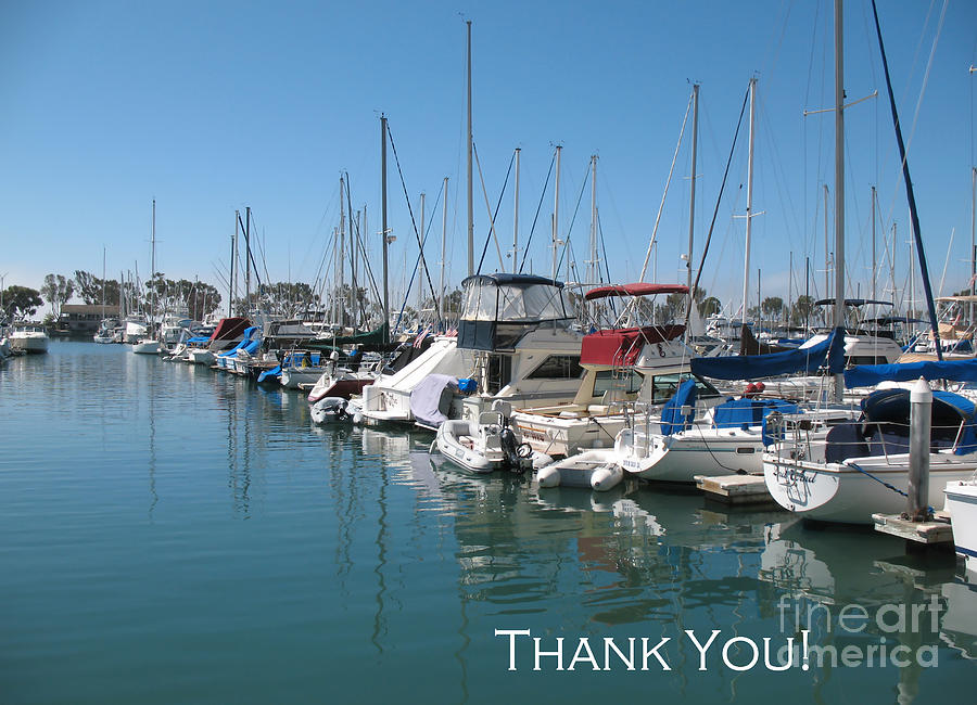 Boats in Harbor Thank-You Card Photograph by Connie Fox