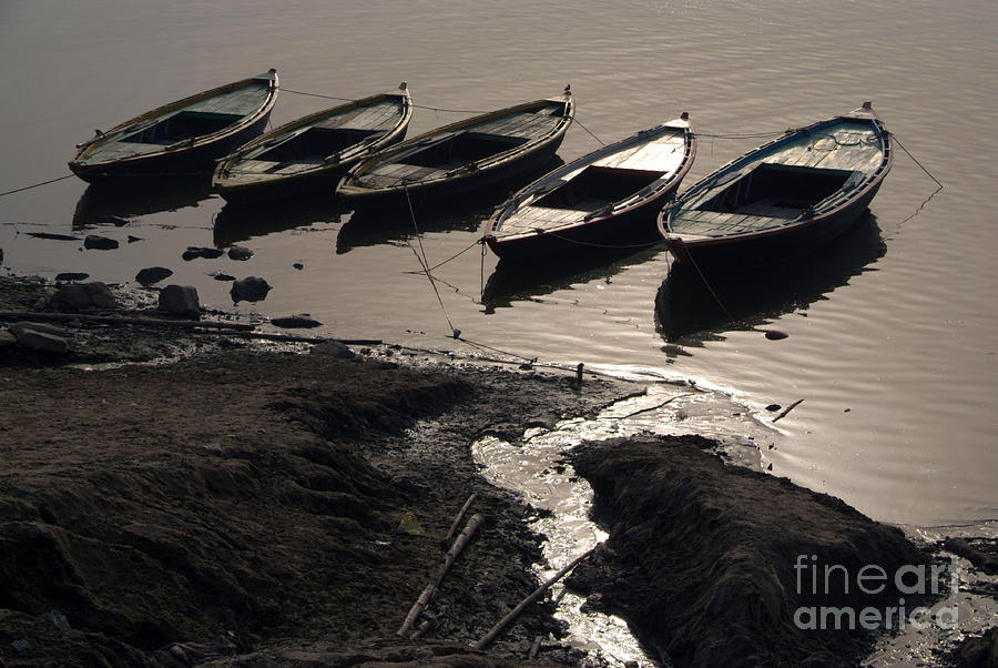 Boat Photograph - Boats in the Ganges by Serena Bowles