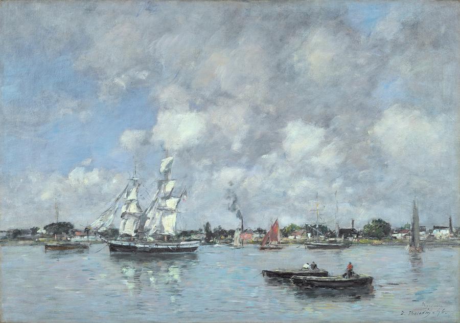 Boat Painting - Boats on the Garonne by Eugene Boudin