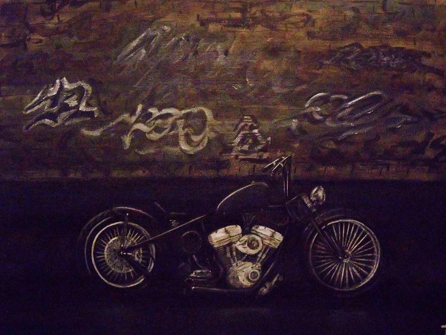 Bobber Sitting next To City Wall Painting by Stanley Whitehouse - Fine ...