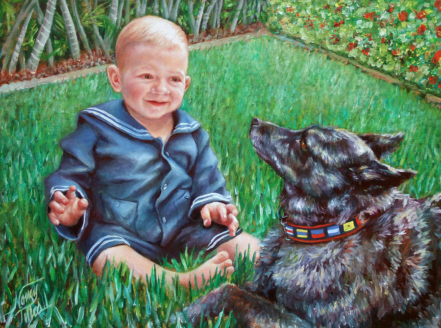 Bobby and Cinder Painting by Nancy Tilles