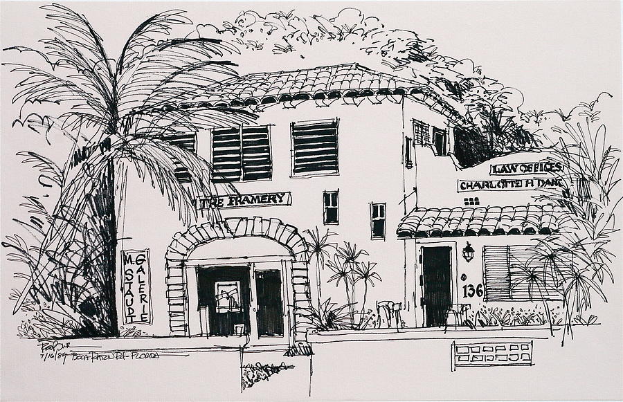 Boca Raton Florida Downtown Building Drawing by Robert Birkenes