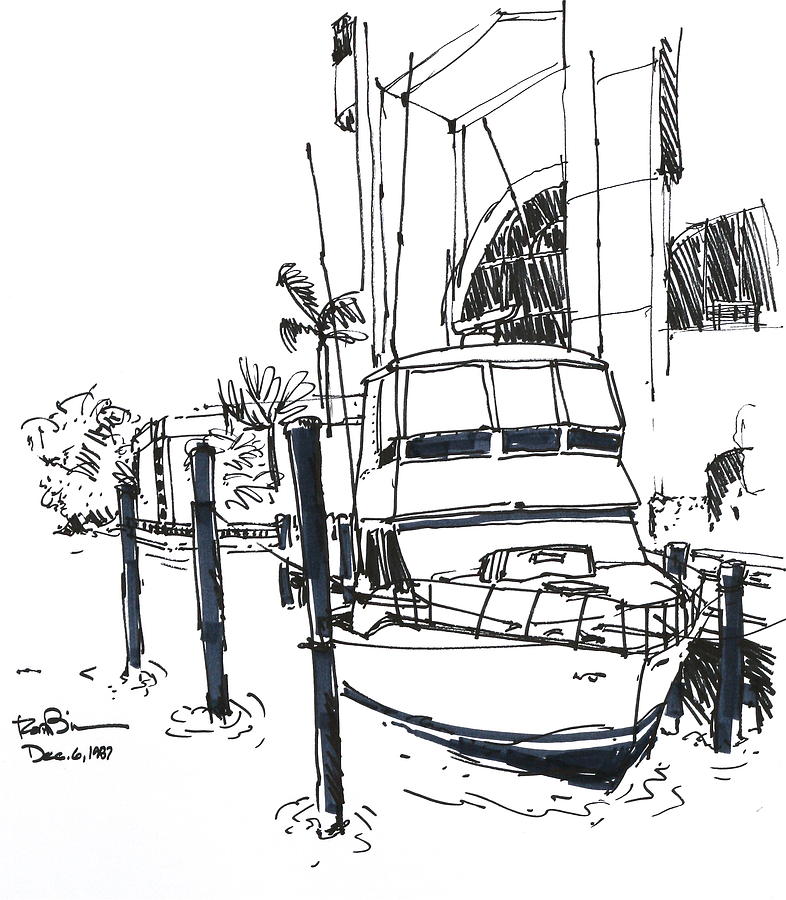 Boca Raton Hotel Yacht Drawing by Robert Birkenes
