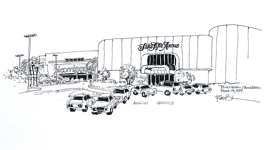 Boca Raton Town Center Mall Drawing by Robert Birkenes