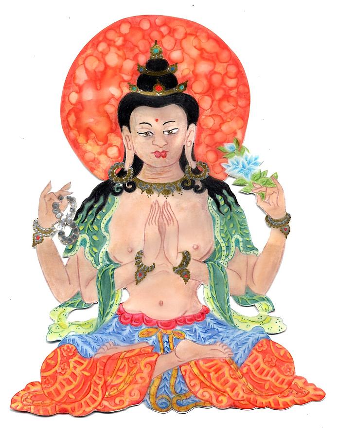 Bodhisattva in Ink Drawing by Suzan  Sommers
