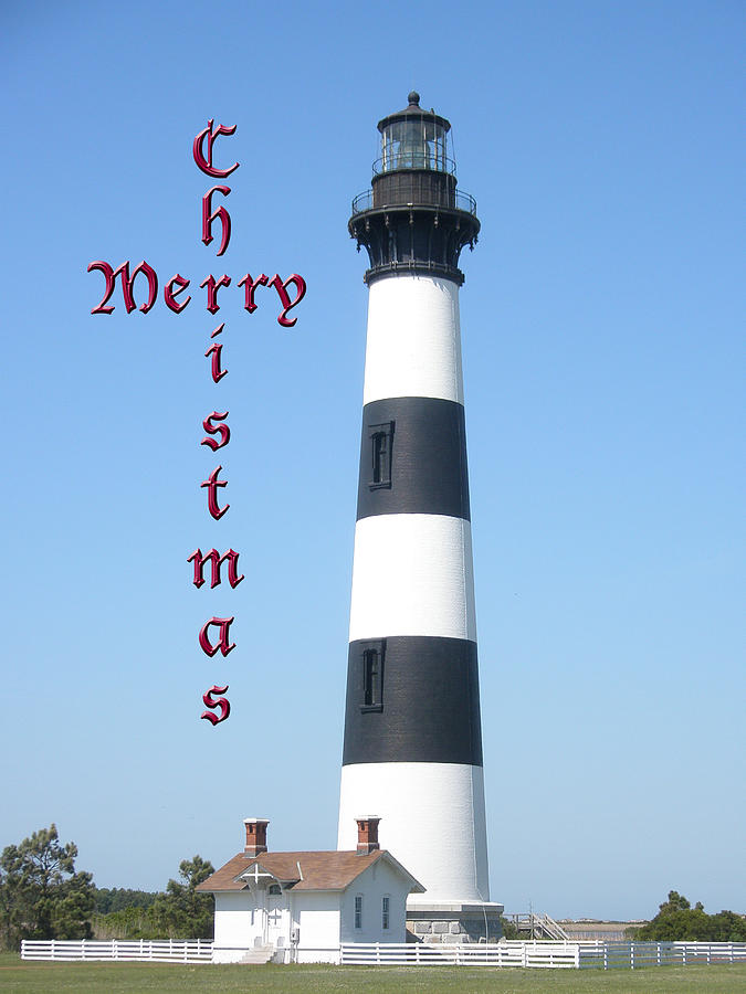 Bodie Lighthouse - Outer Banks - Christmas Card Photograph by Carol Senske
