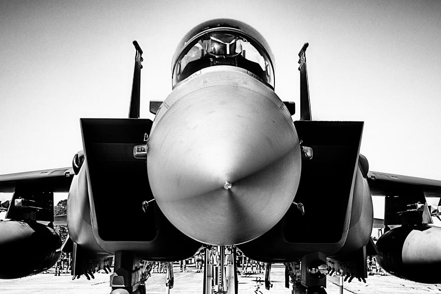 Jet Fighter Photograph - Boeing F-15SG Eagle Black and White by Douglas Barnard
