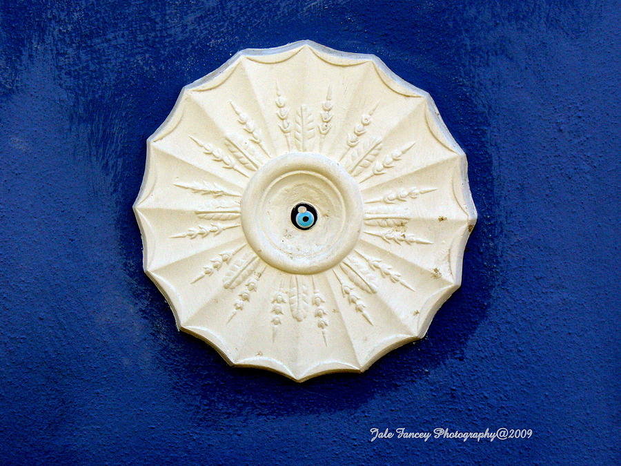 Boncuk White on Blue Photograph by Jale Fancey