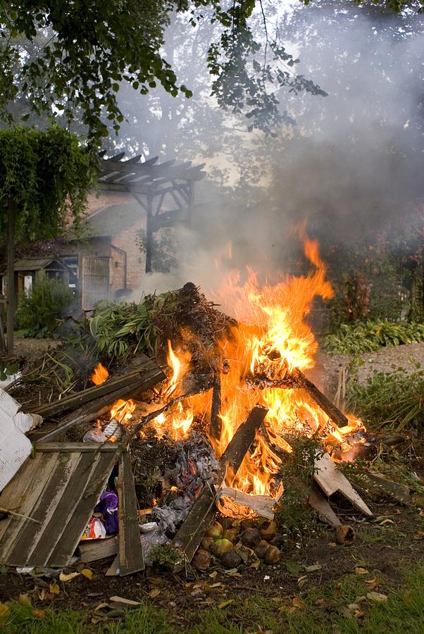 Air Pollution Photograph - Bonfire In Domestic Garden by Mark Williamson