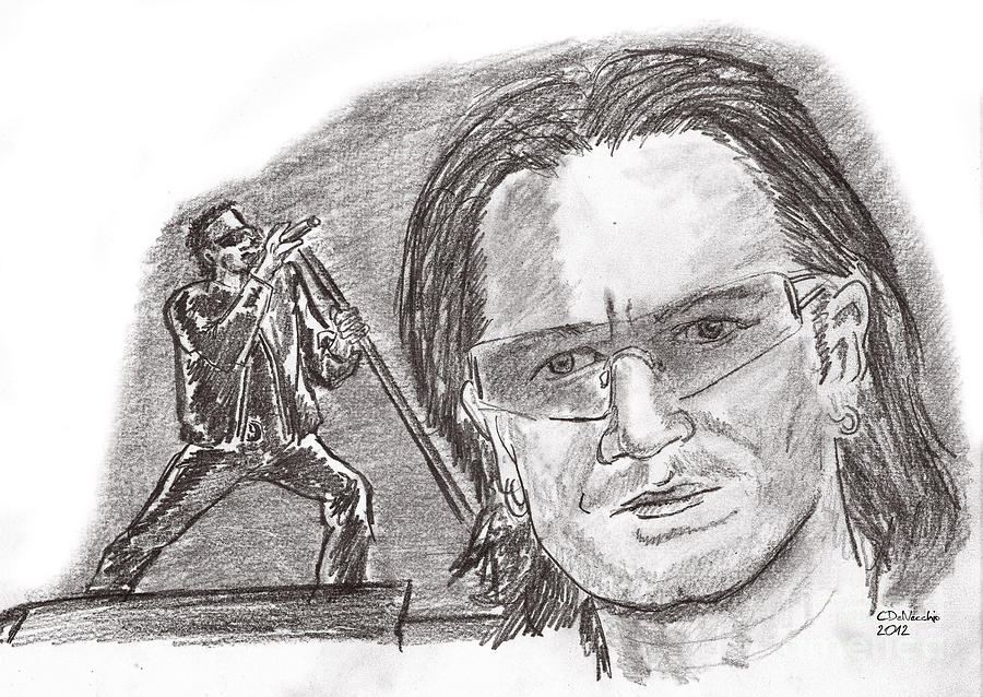 Bono Drawing by Chris DelVecchio