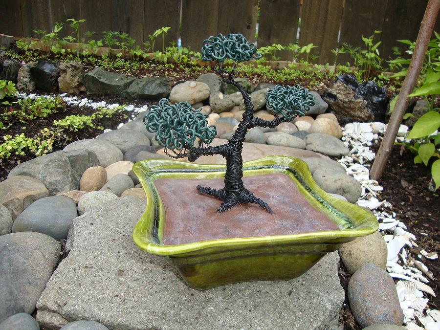 Tree Sculpture - Bonsai Tree Green Medium by Scott Faucett