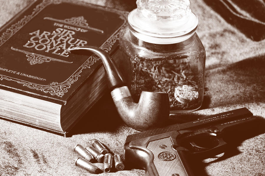 Books and Bullets-Sepia Photograph by Barry Jones
