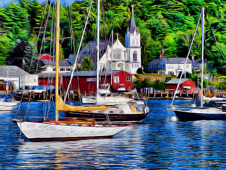 Boat Digital Art - Boothbay Harbor by Stephen Younts