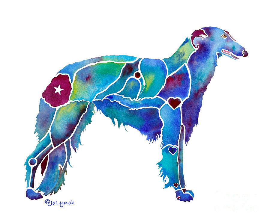Borzoi in Blue Painting by Jo Lynch