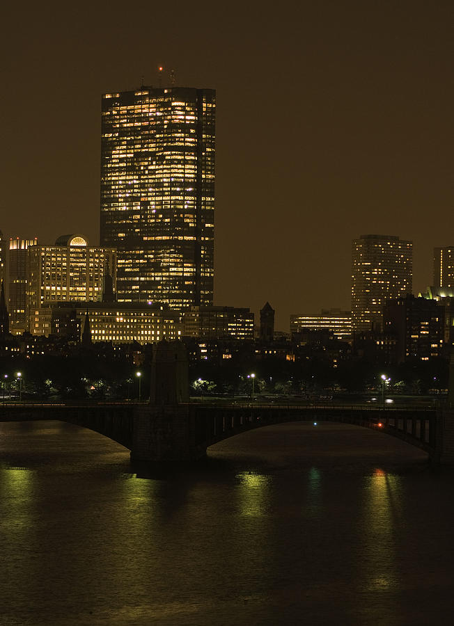 Boston at Night 1 Photograph by Nancy De Flon