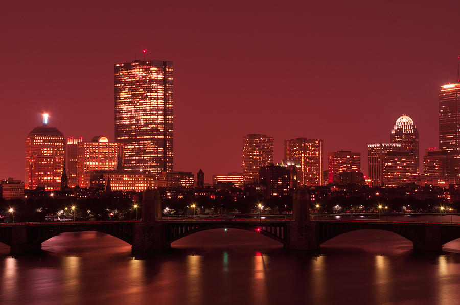 Boston at Night 2 Photograph by Nancy De Flon