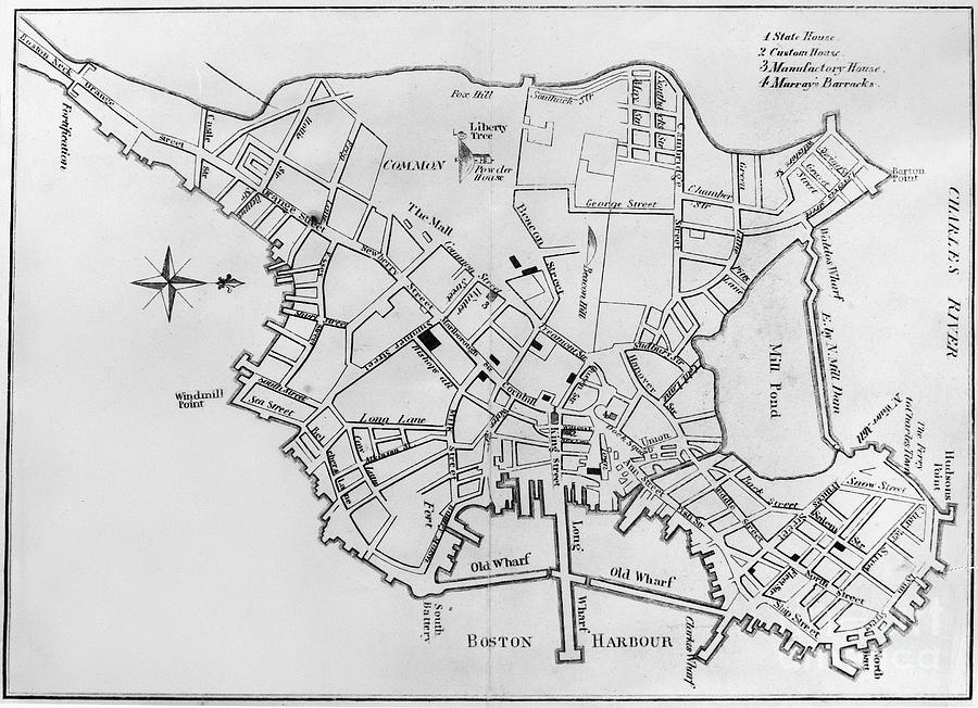 Boston: Map, 1770 Photograph by Granger