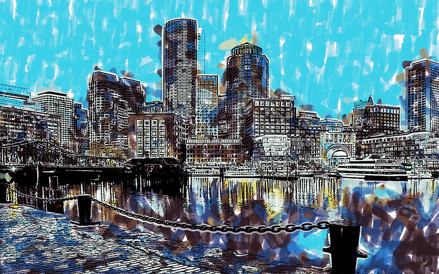 Boston Painting - Boston Skyline by Dean Wittle