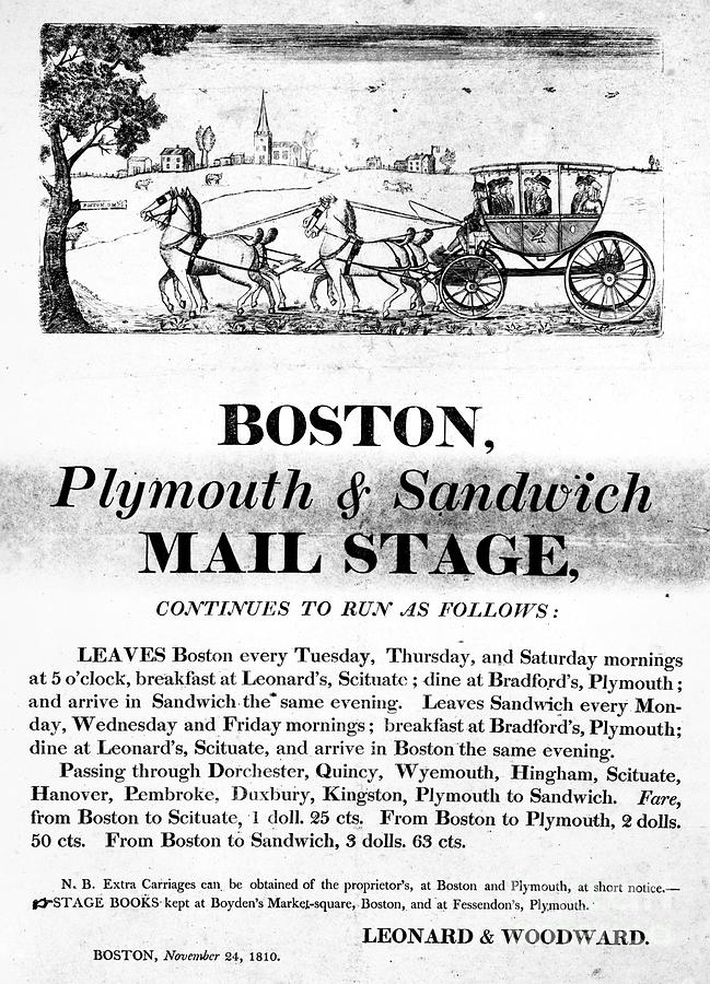 Boston Photograph - Boston Stagecoach, 1810 by Granger