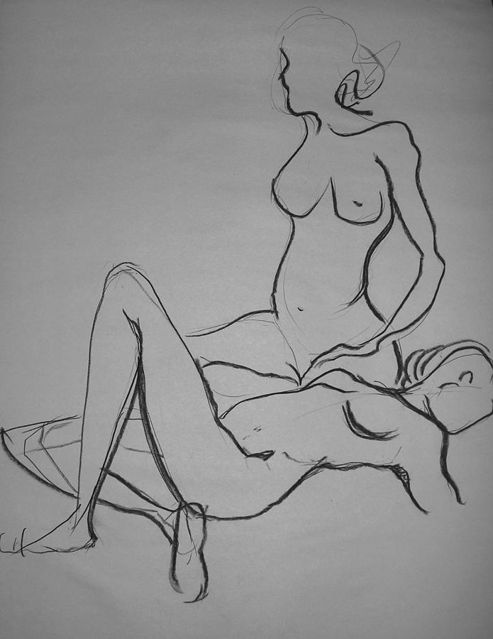 Nude Drawing - Both Nude by Karen Kratzer