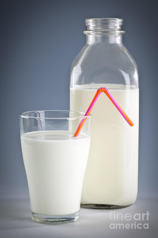 Bottle and glass of milk Photograph by Elena Elisseeva