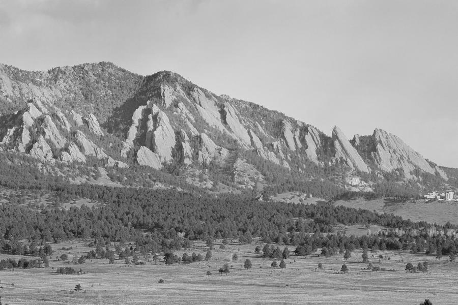 Boulder Colorado Flatiron Scenic View with NCAR BW Photograph by James BO Insogna