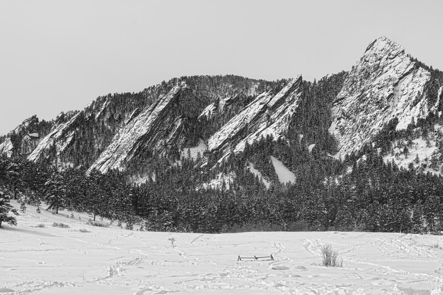 Boulder Colorado Flatirons With Snow BW Photograph by James BO Insogna