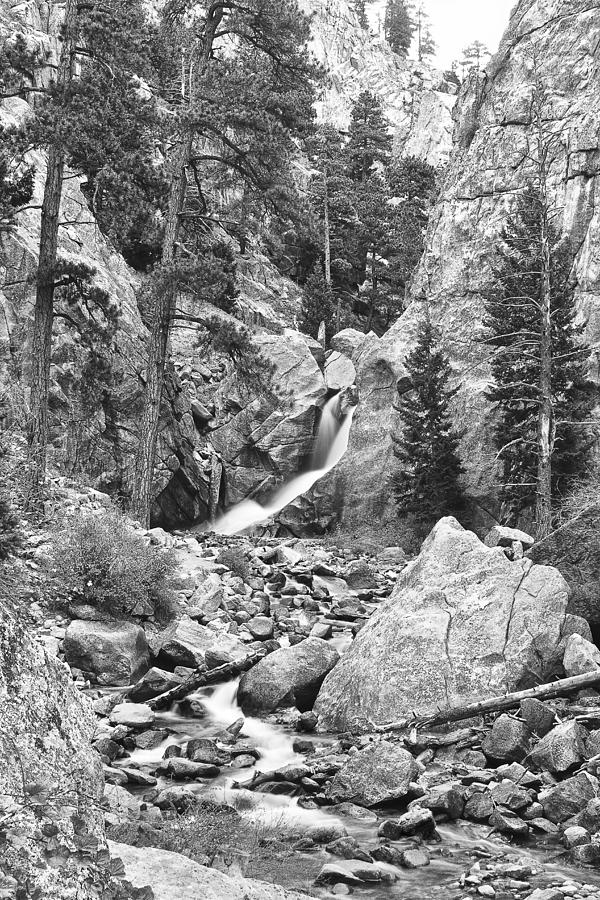 Boulder Falls Long View Back and White Photograph by James BO Insogna