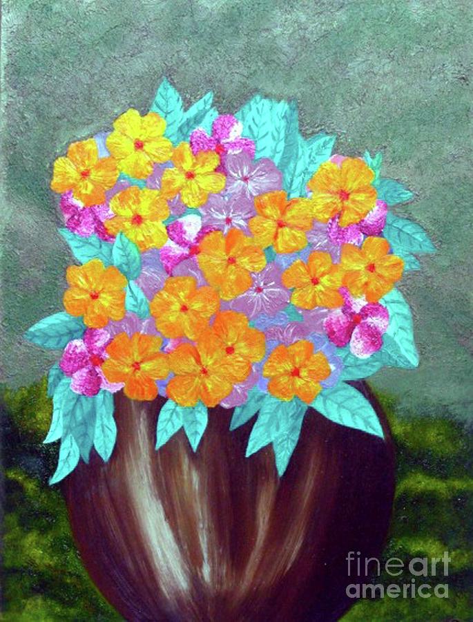 Flower Painting - Bouquet In vase by Hasmig Mouradian