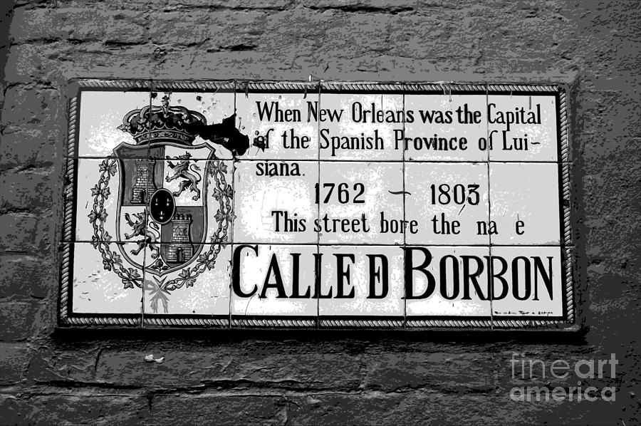 Bourbon Street Historic Plaque French Quarter New Orleans Black and White Cutout Digital Art Digital Art by Shawn OBrien