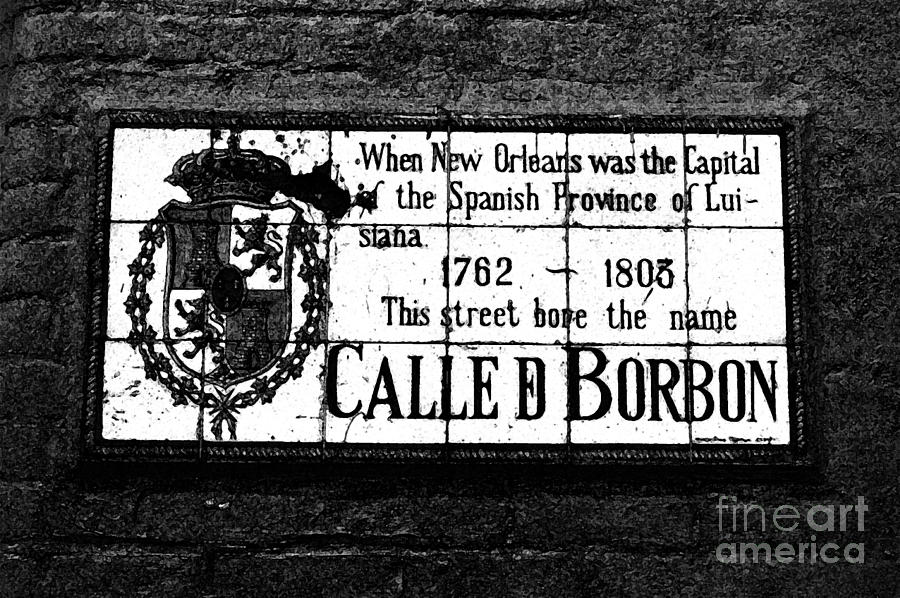 Bourbon Street Historic Plaque French Quarter New Orleans Black and White Fresco Digital Art Digital Art by Shawn OBrien