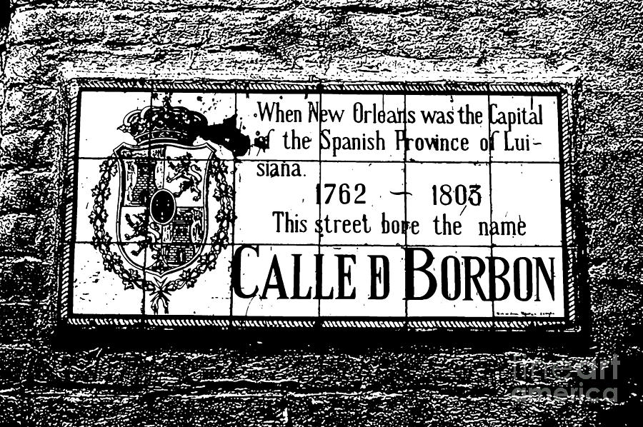 Bourbon Street Historic Plaque French Quarter New Orleans Black and White Stamp Digital Art Digital Art by Shawn OBrien