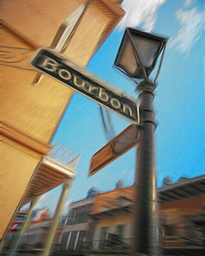New Orleans Photograph - Bourbon Street new Orleans Dry Brush by Larry Mulvehill