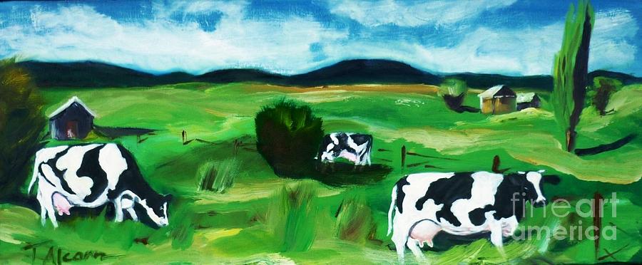 Bovine Bliss Painting by Therese Alcorn