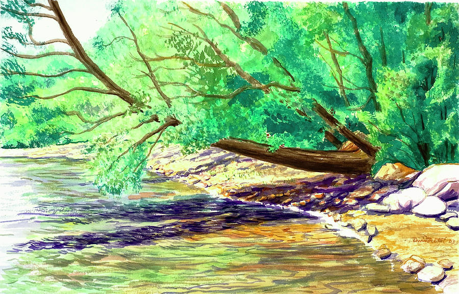 Watercolor Painting - Bow String Overhang by David Bratzel Watercolor Painting - Bow String Overhang by David Bratzel