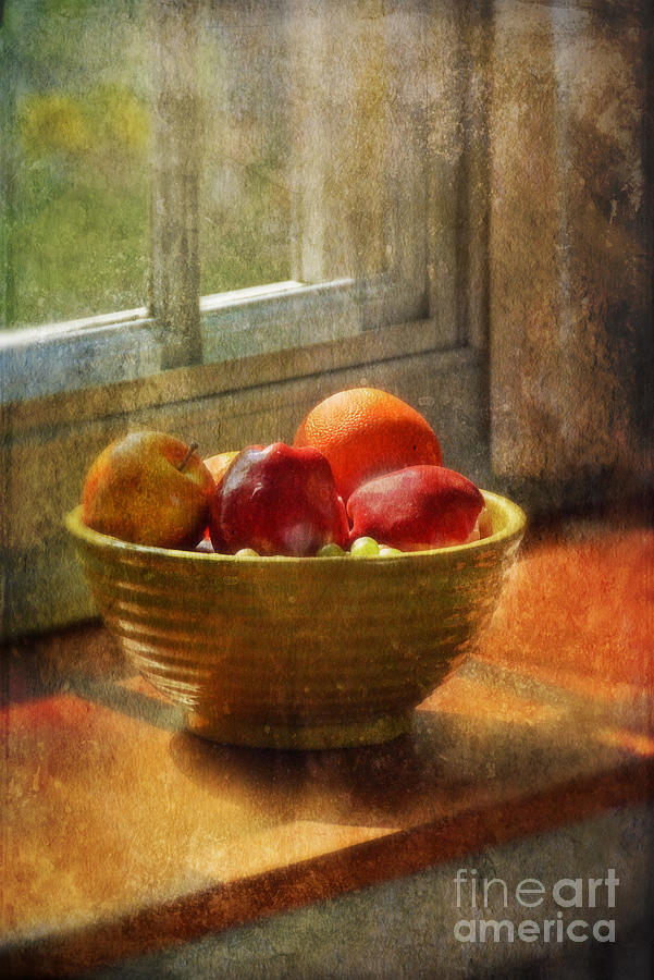 Bowl of Fruit on Window Sill Photograph by Jill Battaglia