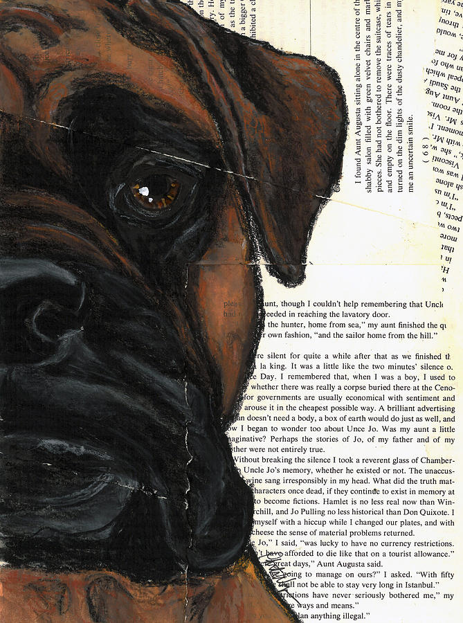 Dog Painting - Boxer Half Face by Christas Designs