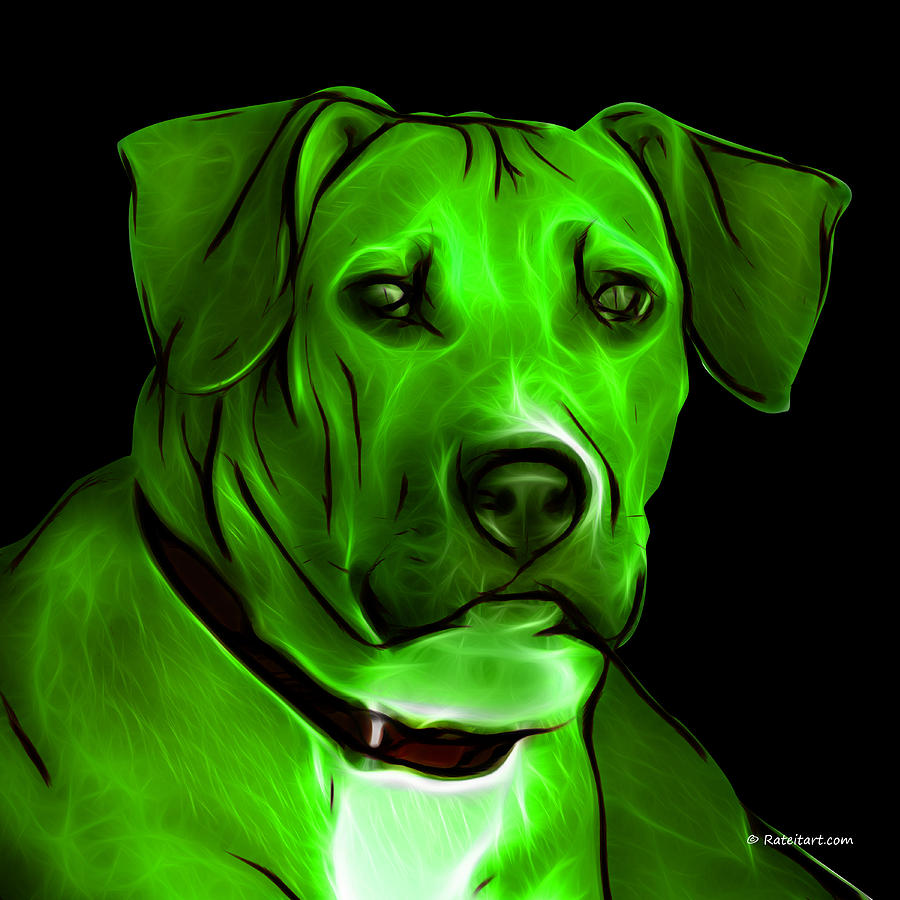 Pitbull Digital Art - Boxer Pitbull Mix Pop Art - Green by James Ahn
