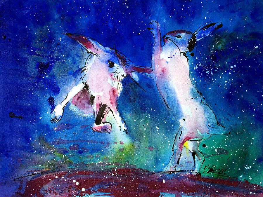 Boxing Hares Painting by Neil McBride