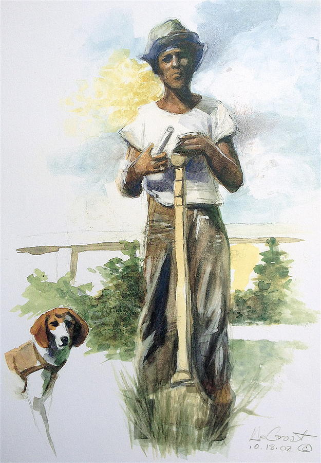 Boy and dog Painting by Gregory DeGroat