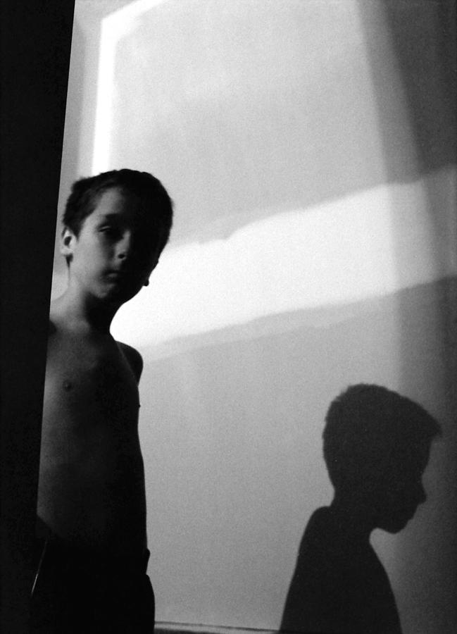 Boy and Shadow true BW Photograph by Katherine Huck Fernie Howard