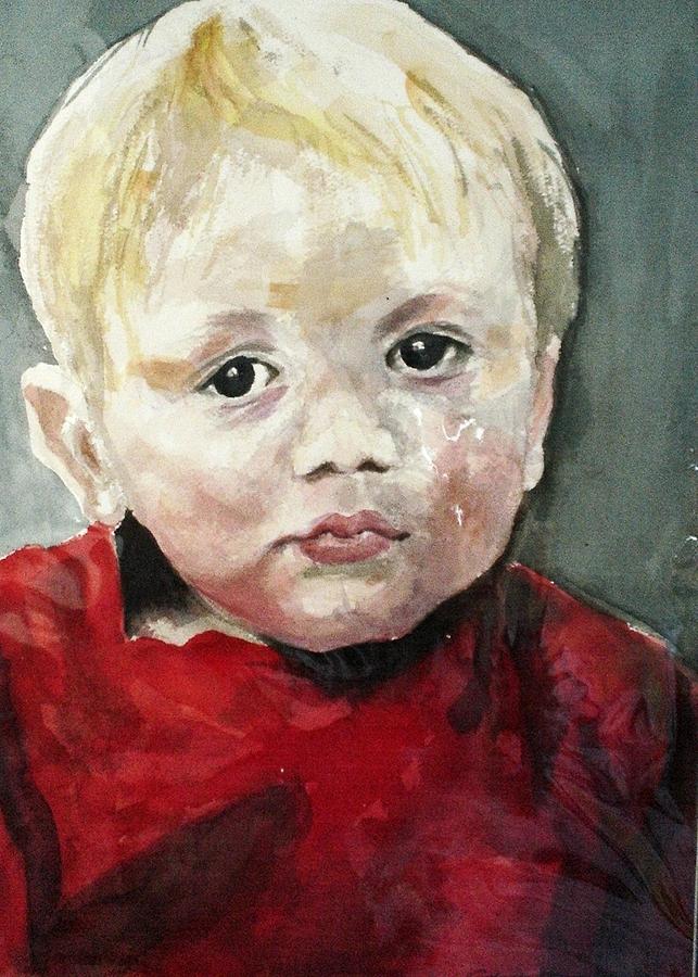Boy in Red Painting by Edith Hunsberger
